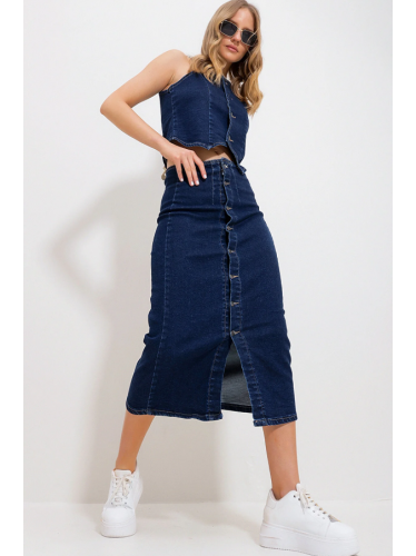 تنورة ستاتي جينز غامق