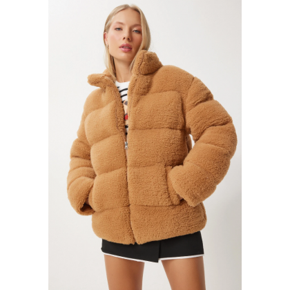 جاكيت فرو قصير ستاتي لون بني