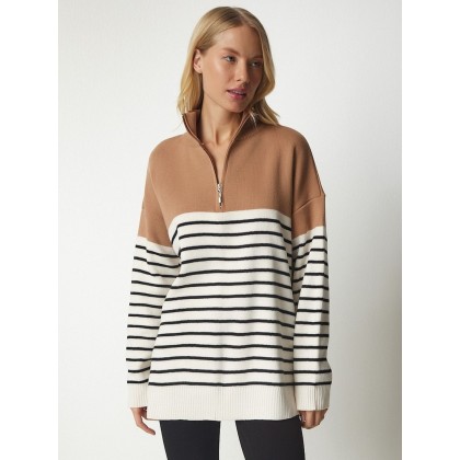 بلوز شتوي باللون البعسلي مخططة