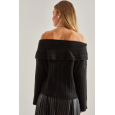 بلوز بتصميم مفتوح الكتف للنساء لون اسود