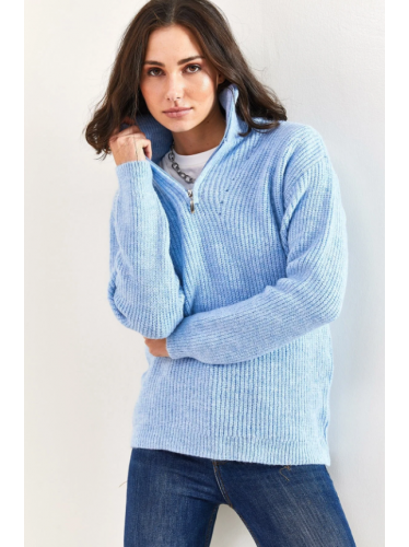 بلوزة شتوي ستاتي لون أزرق فاتح