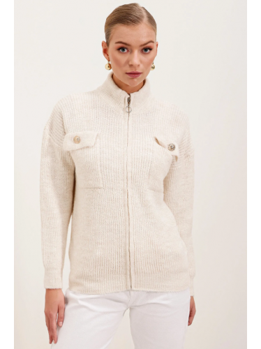 جرزة ستاتي لون بيج مع سحاب