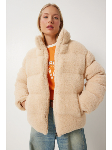 جاكيت ستاتي فرو شتوي لون بيج