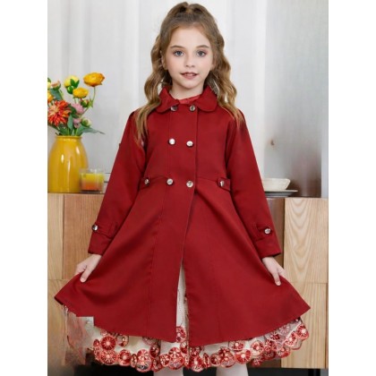 فستان قطعتين بناتي بالون الاحمر