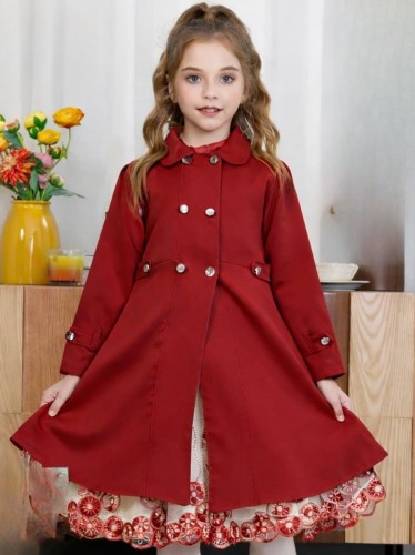 فستان قطعتين بناتي بالون الاحمر