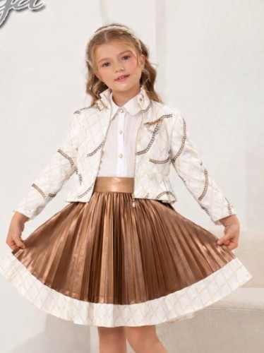 فستان تنورة ثلث قطع لون برونزي