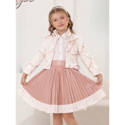 فستان تنورة ثلث قطع لون زهري