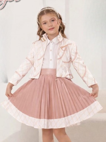 فستان تنورة ثلث قطع لون زهري