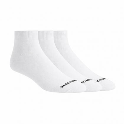 Skechers Mens' ANKLE 1/4 Trio (3 Pair) Socks (41-46)-White