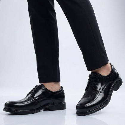 حذاء رسمي للرجال جلد طبيعي لون أسود ونعل أسود من I Can