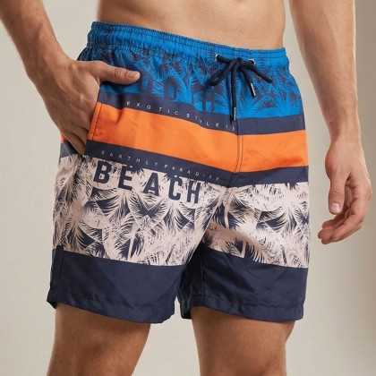 شورت برباط للرجال لون أزرق و أبيض