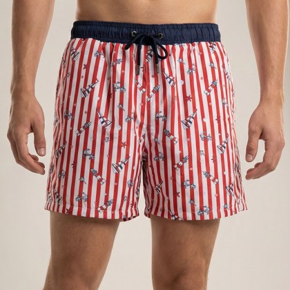 شورت مع رباط للرجال لون أحمر وكحلي