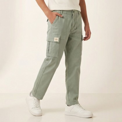 بنطال كتان ولادي لون أخضر فاتح