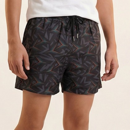 شورت مع رباط للرجال أسود ورمادي