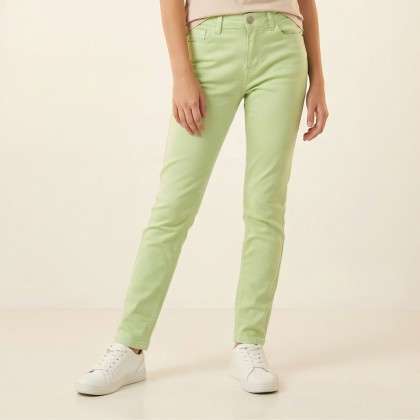 بنطال كتان ولادي وبناتي لون أخضر فاتح