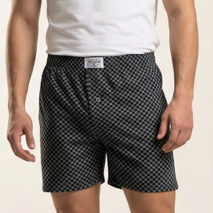 بوكسر بتصميم زر للرجال لون أسود مربعات