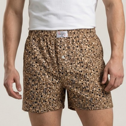 بوكسر بتصميم زر للرجال لون بيج