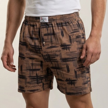 بوكسر بتصميم زر للرجال لون بيج