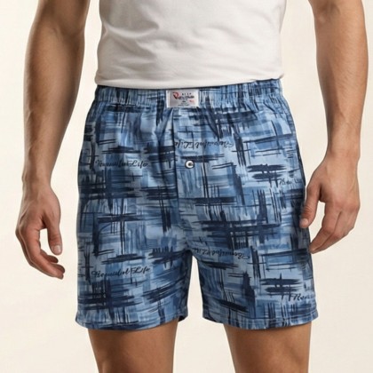 بوكسر بتصميم زر للرجال لون أزرق