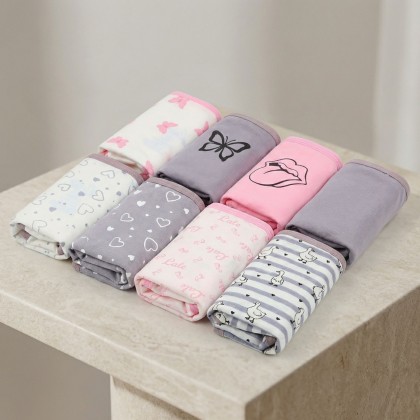 طقم داخلي نسائي قطني (6 قطع) للنساء بألوان متعددة