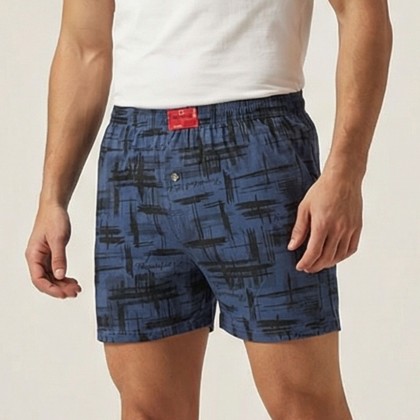 بوكسر رجال قطني لون كحلي بأشكال أسود