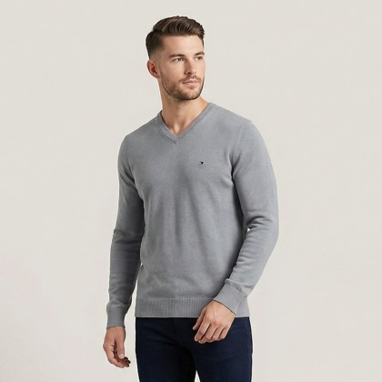 بلوزة شبابية من تومي هيلفيجر صوف ناعم DMC قبة سبعة لون سكني