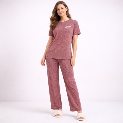 بجامة قطعتين لون خمري فاتح