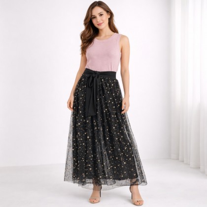 تنورة شفافة مع كلوت داخلي ستاتي لون اسود