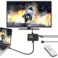 موزع HDMI بدقة 4K ذو 5 منافذ مع جهاز تحكم عن بعد بالأشعة تحت الحمراء لأجهزة HD بدقة 1080 بكسل