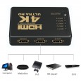 موزع HDMI بدقة 4K ذو 5 منافذ مع جهاز تحكم عن بعد بالأشعة تحت الحمراء لأجهزة HD بدقة 1080 بكسل