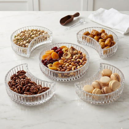 طقم 5 صحون مكسرات وتسالي زجاج