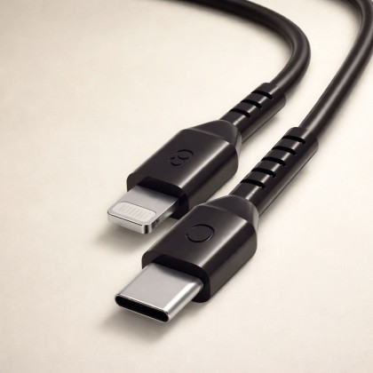 كابل من تايب سي الى ايفون طول 1 متر لون أسود