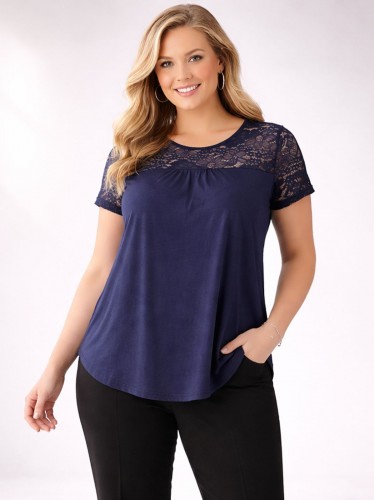 بلوزة قطنية ستاتي لون كحلي