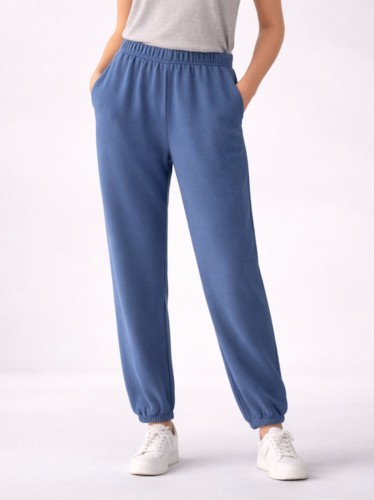 بنطلون فوتر ستاتي لون ازرق بترولي