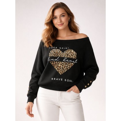 بلوزة ستاتي اوف شولدر لون اسود