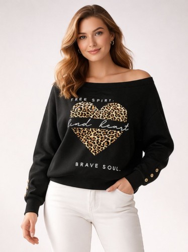 بلوزة ستاتي اوف شولدر لون اسود