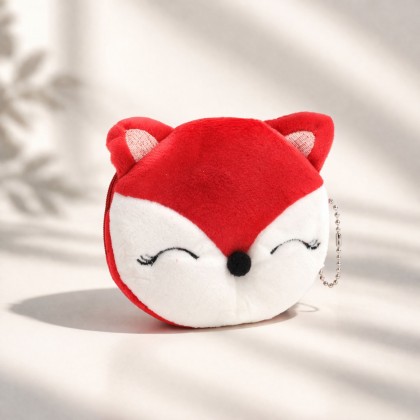 جزدان بناتي بتصميم وجه ثعلب للأطفال لون احمر وابيض