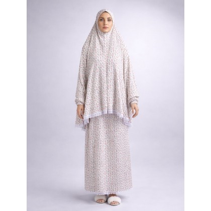 طقم صلاة ستاتي من فاميلي لون ابيض مورد ورد احمر