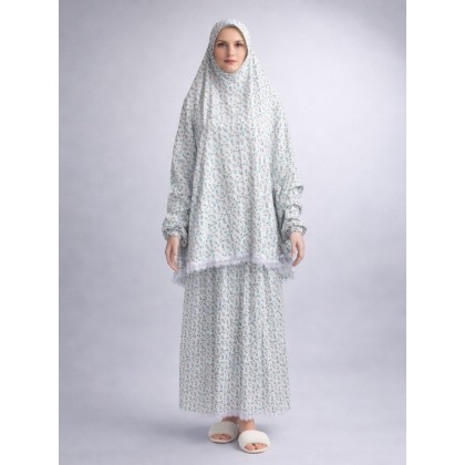 طقم صلاة ستاتي من فاميلي لون ابيض مورد ورد اخضر