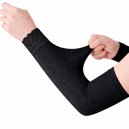 معصم ستاتي قطن ليكرا دانتيل حجم واحد (زنود ستاتي) لون أسود
