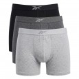 Reebok Mens' Boxers 6' (3 Pack)- Black and Grey and Silver