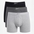 Reebok Mens' Boxers 6' (3 Pack)- Black and Grey and Silver