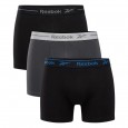 Reebok Mens' Boxers 6' (3 Pack)- Black and Grey