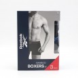 Reebok Mens' Boxers 6' (3 Pack)- Black and Grey
