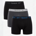 Reebok Mens' Boxers 6' (3 Pack)- Black and Grey
