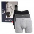Reebok Mens' Boxers 6' (3 Pack)- Black and Grey and Silver
