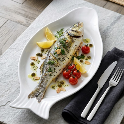 جاط بورسلان شكل السمكة 46*23*4 سم