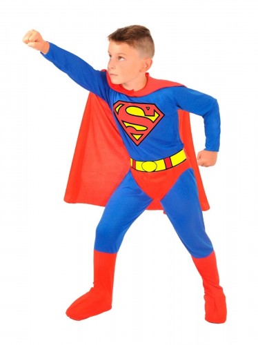 زي سوبر مان للأطفال لون احمر وازرق