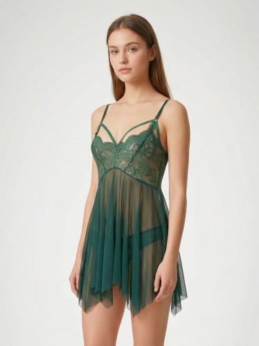 قميص لانجري قصير نسائي لون أخضر