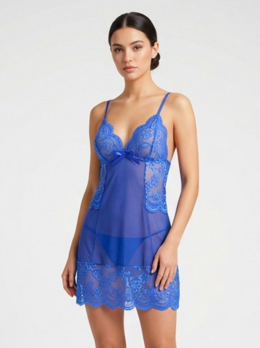 قميص لانجري قصير نسائي لون أزرق